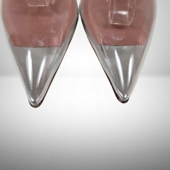 Amina Muaddi Ursina Embellished Transparent Pumps size 38 📌USED - Picture 6 of 7